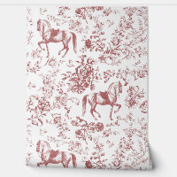 Élégant Vintage Cheval Blanc Rouge Motif Floral