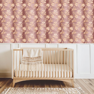 Papier Peint Élégant Vintage Dusty Rose or Floral