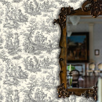 élégant vintage noir et blanc toile de jouy