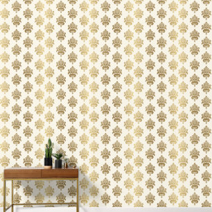 Papier Peint Elégant Vintage Ombre Gold Cream Damask