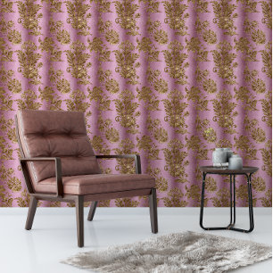 Papier Peint Élégant Vintage Purple Gold Floral