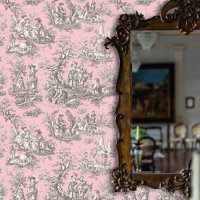 Elégant vintage rose noire toile de jouy