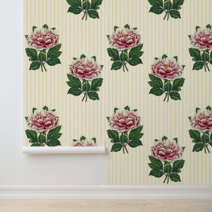 Papier Peint Elégant Vintage rose Peony raypes