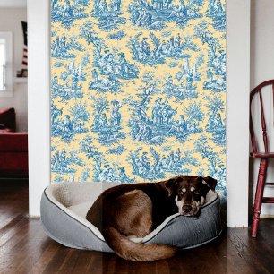 Papier Peint Élégant vintage turquoise jaune toile de jouy