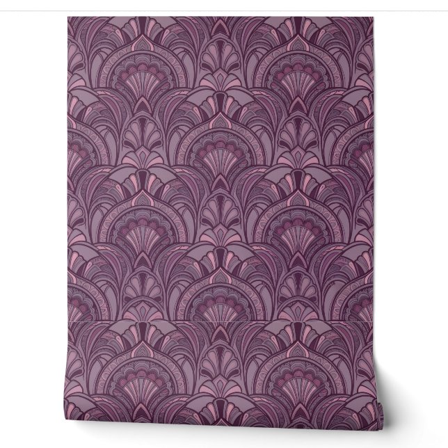 Papier Peint Élégant Violet Rose Art Déco à Décoll (Déroulement)