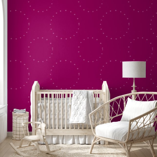 Papier Peint élégante nuit rose étoile (Enfants)