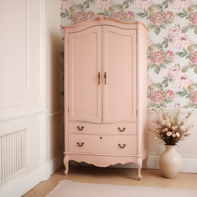 Papier Peint Elégante Parties scintillant or Aquarelle Peony ro (Elegant Gold Glitter Watercolor Pink Peony Florals Wallpaper)