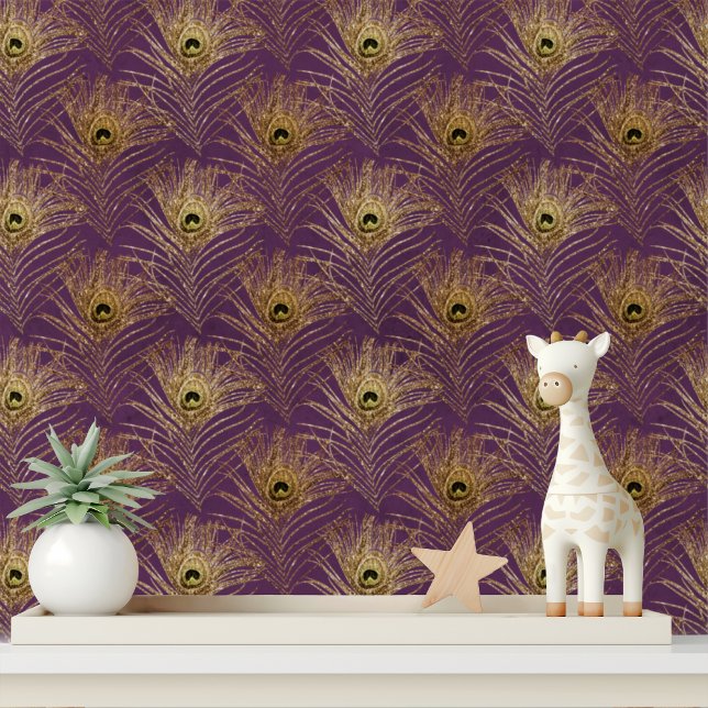 Papier Peint Élégante Parties scintillant Plum or Peacock Plume (Créateur téléchargé)