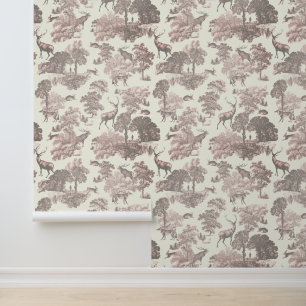 Papier Peint Élégante toile de bois de cerf rose rustique
