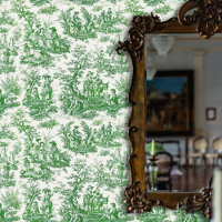 Elégante toile vintage verte de jouy