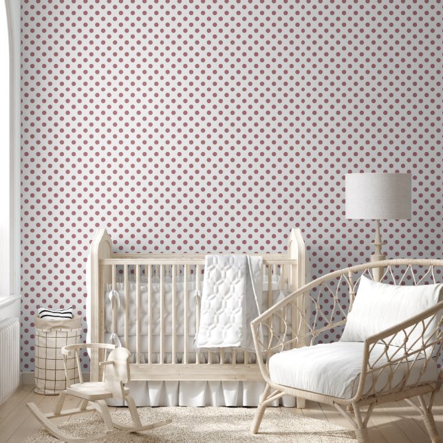 Papier Peint Élégants points polka rose poudré (Enfants)