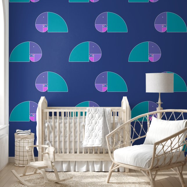 Papier Peint Eléphant au ratio d'or - Spirale Fibonacci 3 (Enfants)