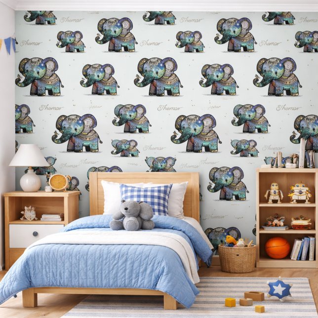 Papier Peint Eléphant de charme mignon dans des couleurs pastel (Créateur téléchargé)