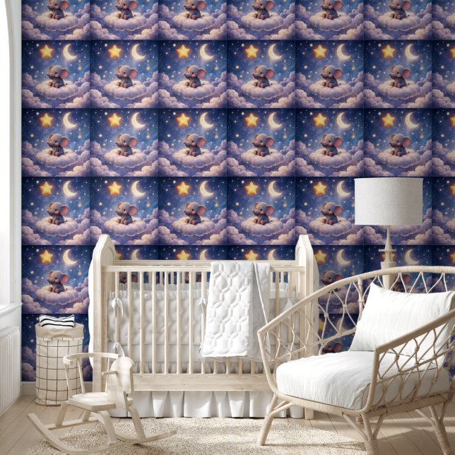 Papier peint éléphant pour nurserie (Enfants)