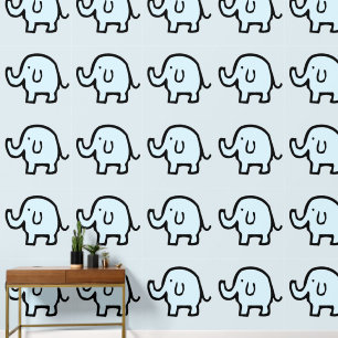 Papier Peint Eléphants Animaux Motifs Bébé Bleu Garçon Fille mi