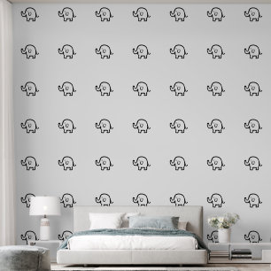 Papier Peint Eléphants Bébé Motifs animaux mignons Noir Blanc