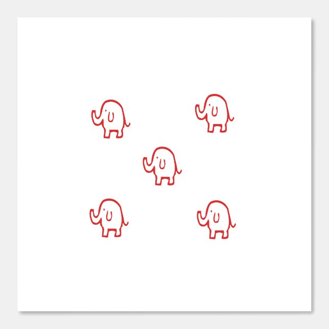 Papier Peint Eléphants Bébé Motifs animaux mignons Rouge Blanc  (Recto)