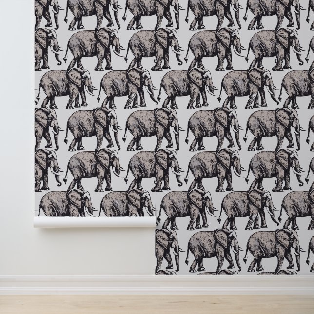Papier Peint Eléphants gris (Application)