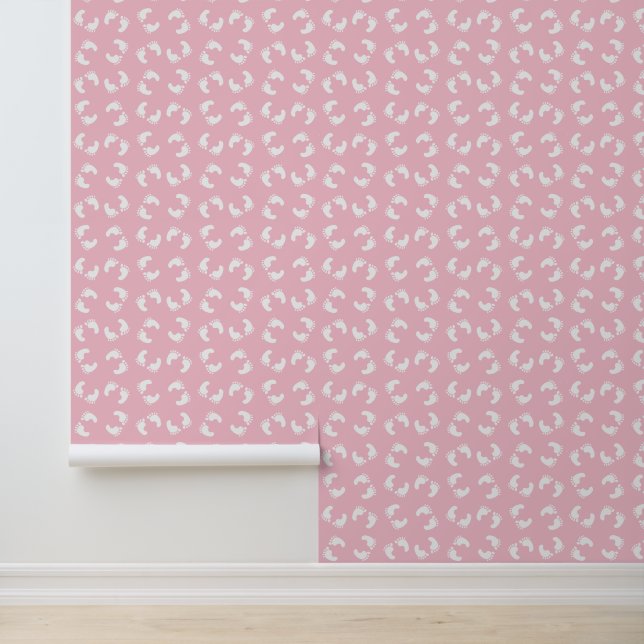 Papier Peint Empreintes Bébé, Pied Bébé, Marches, Fille Rose (Application)