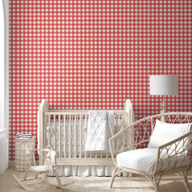Papier Peint en vichy blanc rouge (Enfants)
