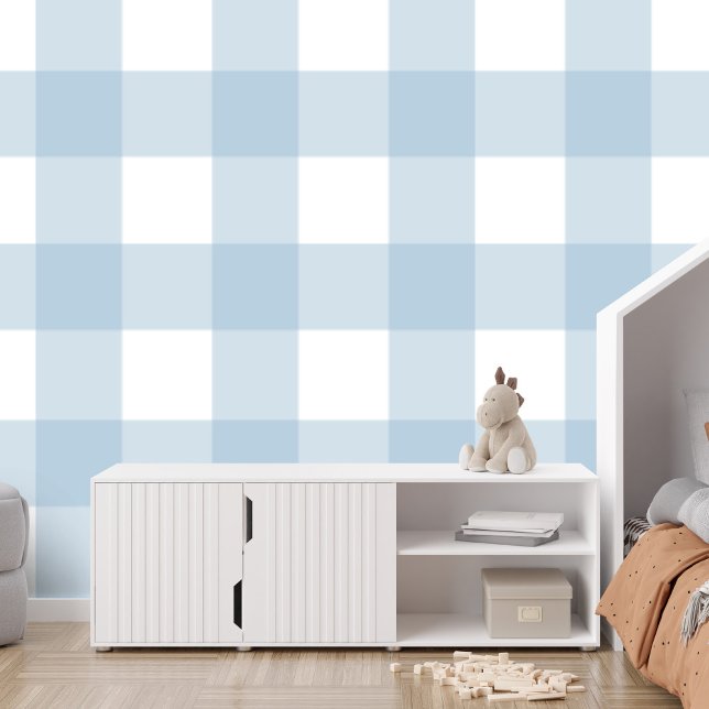 Papier Peint En vichy bleu vérifier grand mignon simple (Créateur téléchargé)