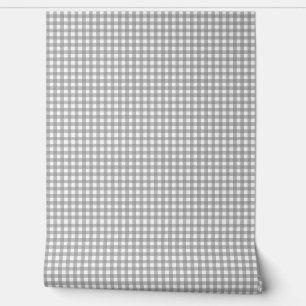 Papier Peint en vichy gris (petit) vérifications de grille gr