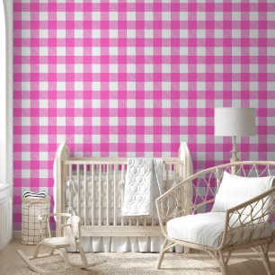 Papier Peint En vichy plaid rose et blanc