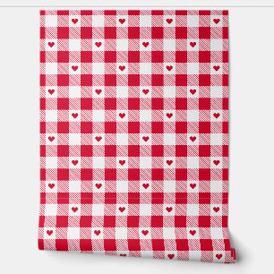 Papier Peint en vichy Plaids cardiaques Motifs