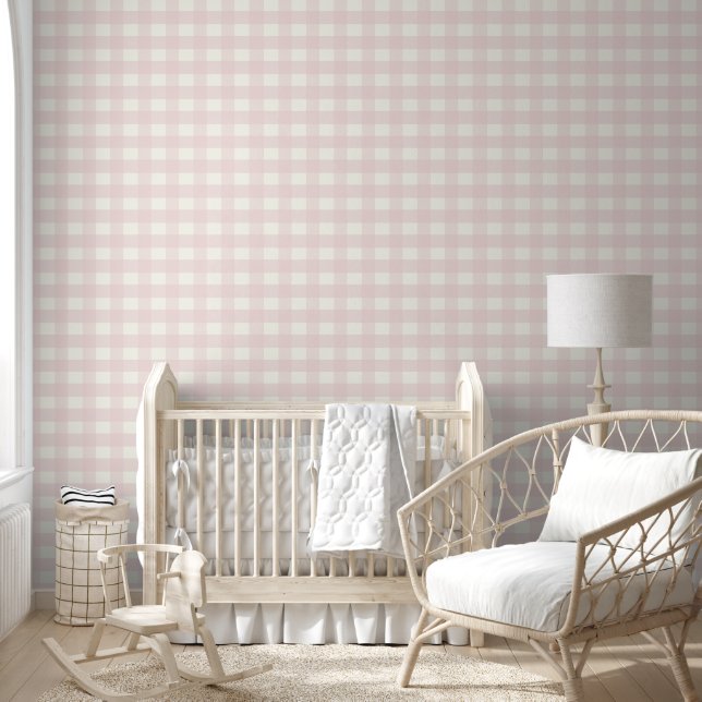 Papier Peint En vichy rose (Enfants)