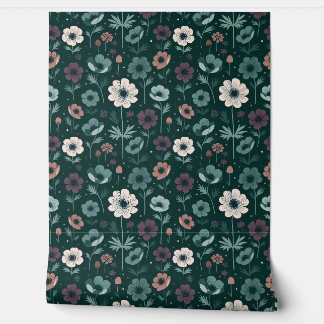 Papier Peint Enchanter le Motif Anémonique (Déroulement)