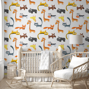 Papier peint Enfants Ménagerie aux yeux écarquillé