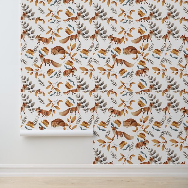 Papier Peint Enfants unisex mignons Animaux de renard des bois (Application)