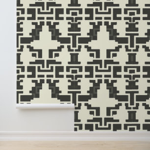 Papier Peint Enigme monochrome : Puzzle géométrique Abstrait