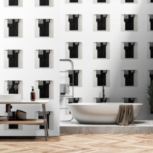 Papier Peint Ensemble de serviettes de bain noir blanc