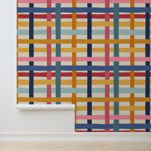 Papier Peint Épais Plaid Wobbly - Coloré Rétro Été