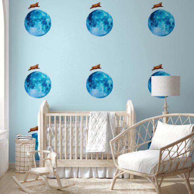 Papier Peint Et La Vache S'Est Jumelée Au-Dessus De La Lune (Enfants)