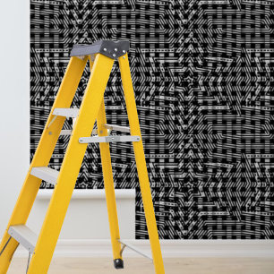Papier Peint Étoile noire et blanche motif tissé à décoller et