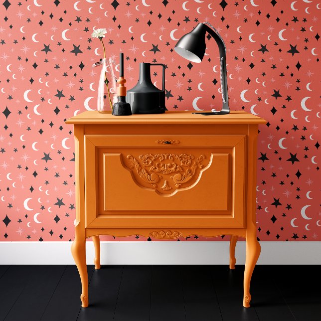 Papier Peint Étoiles et Lunes Rose d'Halloween (Créateur téléchargé)