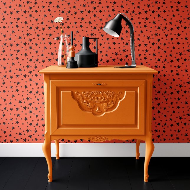 Papier Peint Étoiles orange et noires Halloween (Créateur téléchargé)