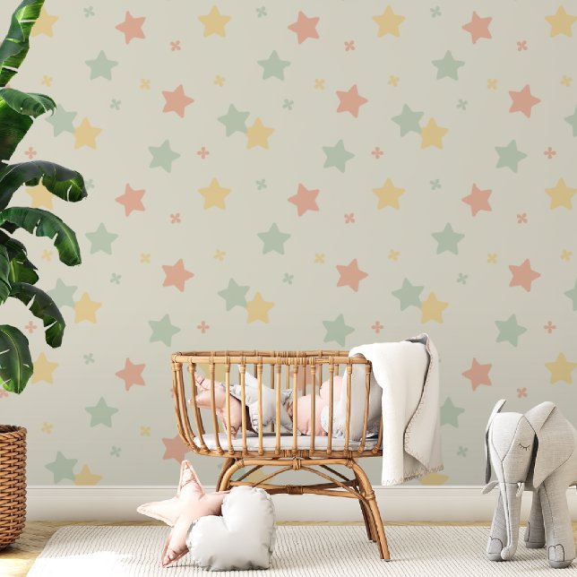 Papier Peint Étoiles Pâtes Douces pour la Nurserie Bébé et Cham (Créateur téléchargé)