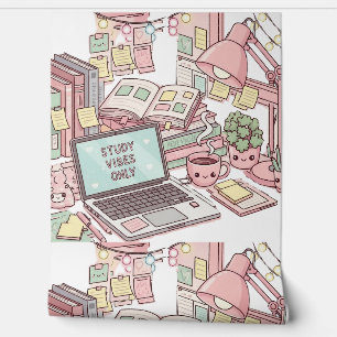 Papier Peint Étudier Vibes seulement" Cosy Desk Esthétique