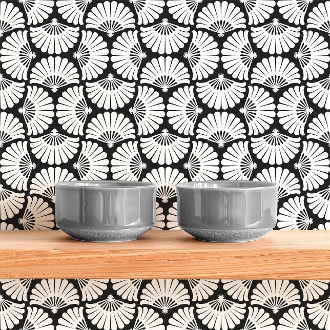 Papier Peint Éventail de palmier Ogee noir et blanc moderne (Créateur téléchargé)