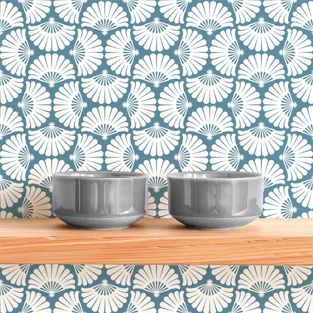 Papier Peint Éventail Palm Moderne Bleu Et Blanc Ogee (Créateur téléchargé)