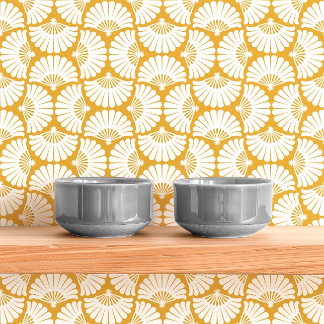 Papier Peint Éventail Palmiste Ogee Jaune et Blanc Moderne (Créateur téléchargé)