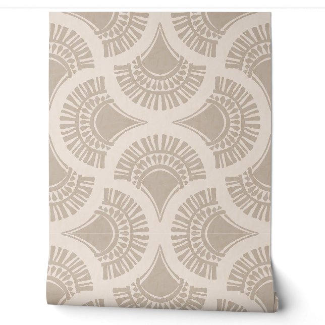 Papier Peint Éventail solaire géométrique boho textural - Pierr (Déroulement)
