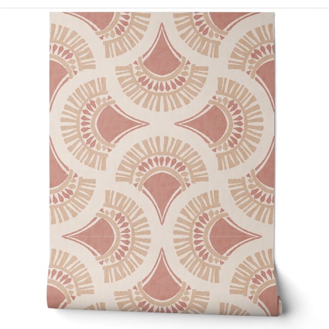 Papier Peint Éventail solaire géométrique boho texturé - Terrac (Déroulement)