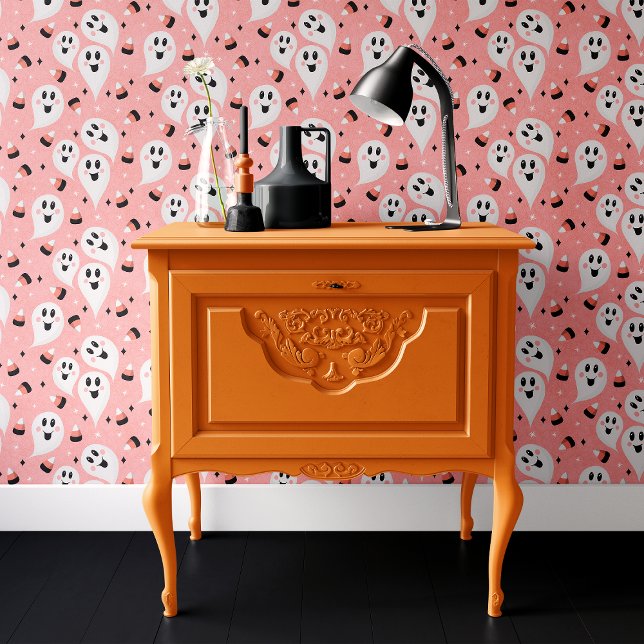 Papier Peint Fantôme rose et maïs sucré Halloween (Créateur téléchargé)