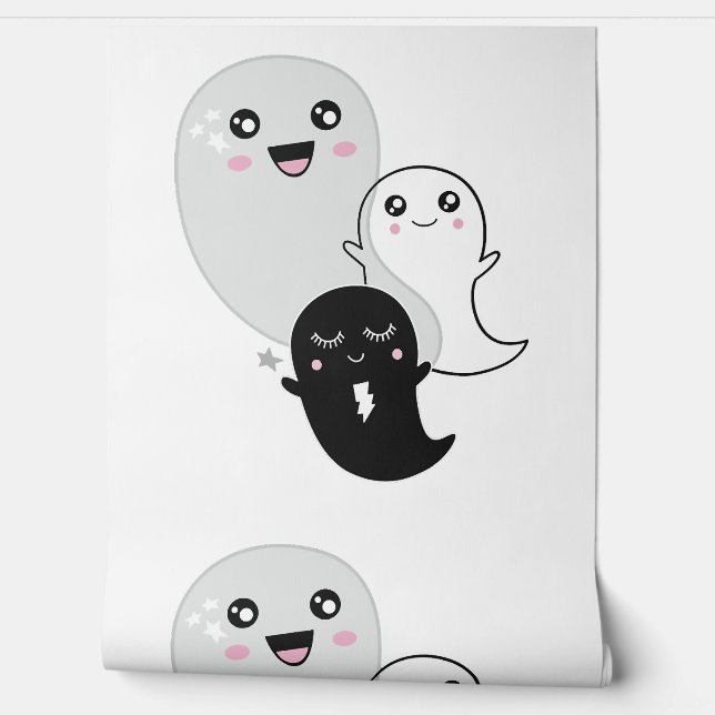 Papier Peint fantômes mignons halloween kawaii (Déroulement)