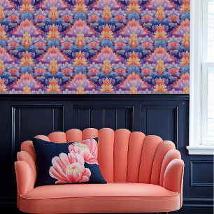 Papier Peint Faune violette, orange et bleue Fairycore