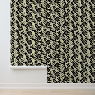 Papier Peint Faux Black Lace Fleurs Poisson Couleur Personnalis